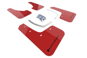Subaru Ascent Mud Flap Kit - Front + Rear - Rally Armor - UR Red Flap/Blk Logo - Red - `18-`25 Subaru Ascent Mud Flap Kit - Front + Rear - Rally Armor - UR Red Flap/Blk Logo - Red - `18-`25